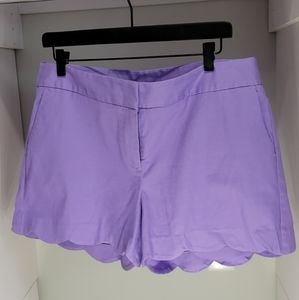 Purple Scallop Hem Shorts